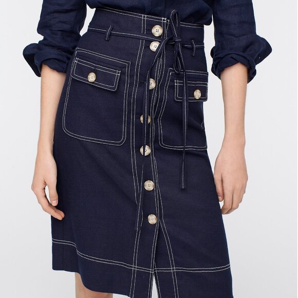 button up stretch linen skirt - Picture 8 of 8